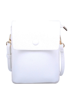 Fashion Pebble Flap Crossbody Bag Cell Phone Purse CA105 WHITE